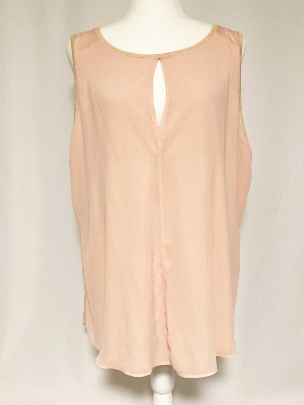 Ann Taylor Layered Keyhole Sleeveless Blouse Blush Pink NWT Size XL